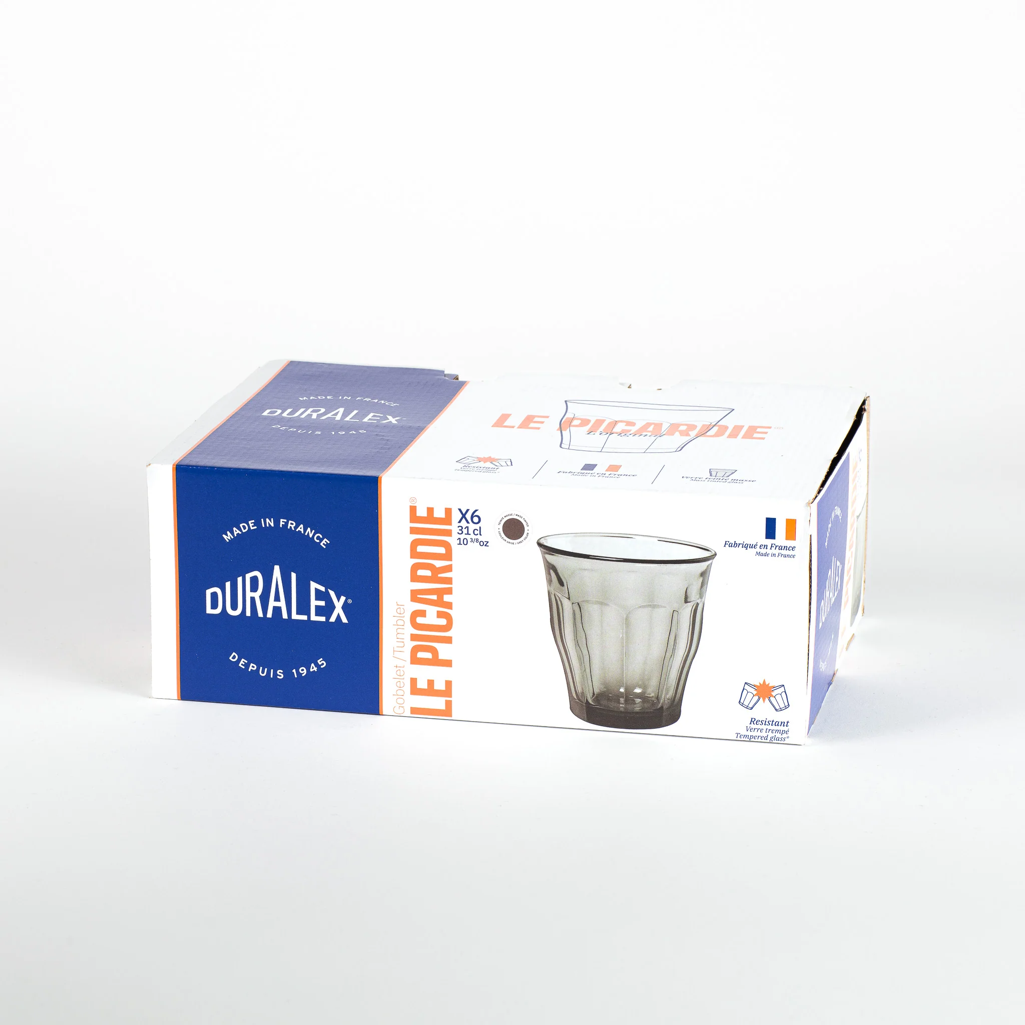 Le Picardie - Verre à eau - Gris - 31cl (Lot de 6)