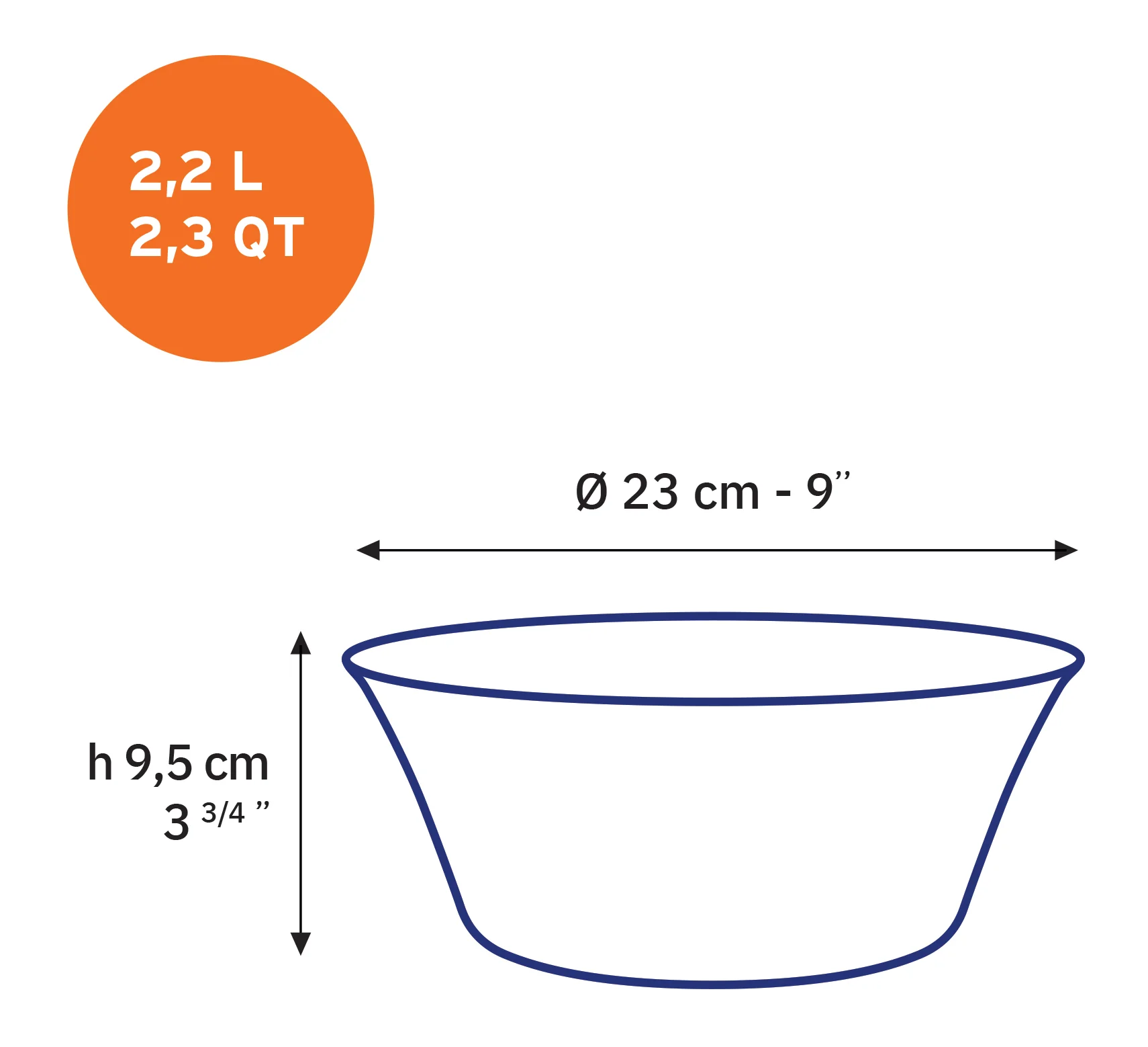 Lys - Saladier en verre - Vermeil - 23cm - 2,2l