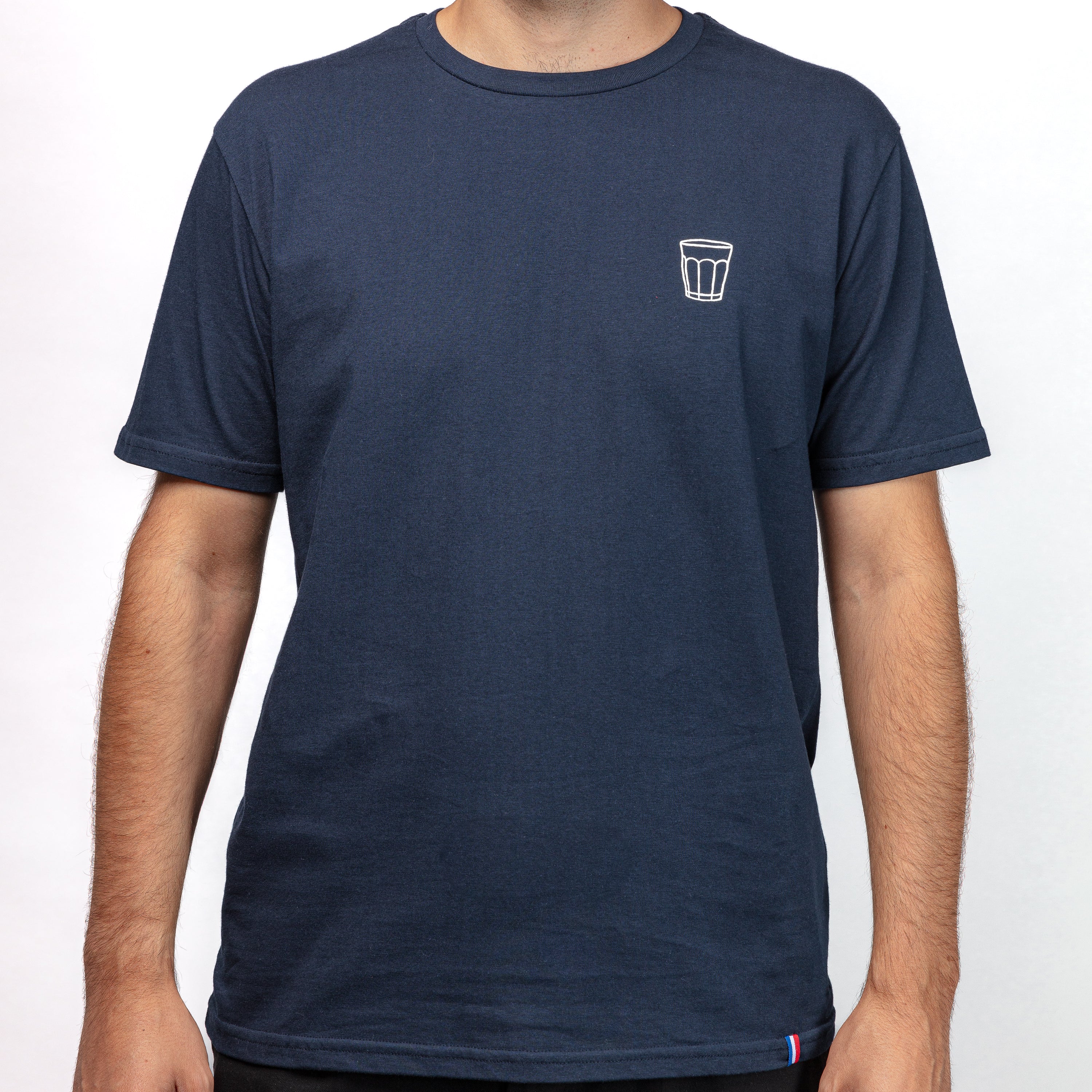 T-shirt bleu - sérigraphie Picardie blanche - Taille M