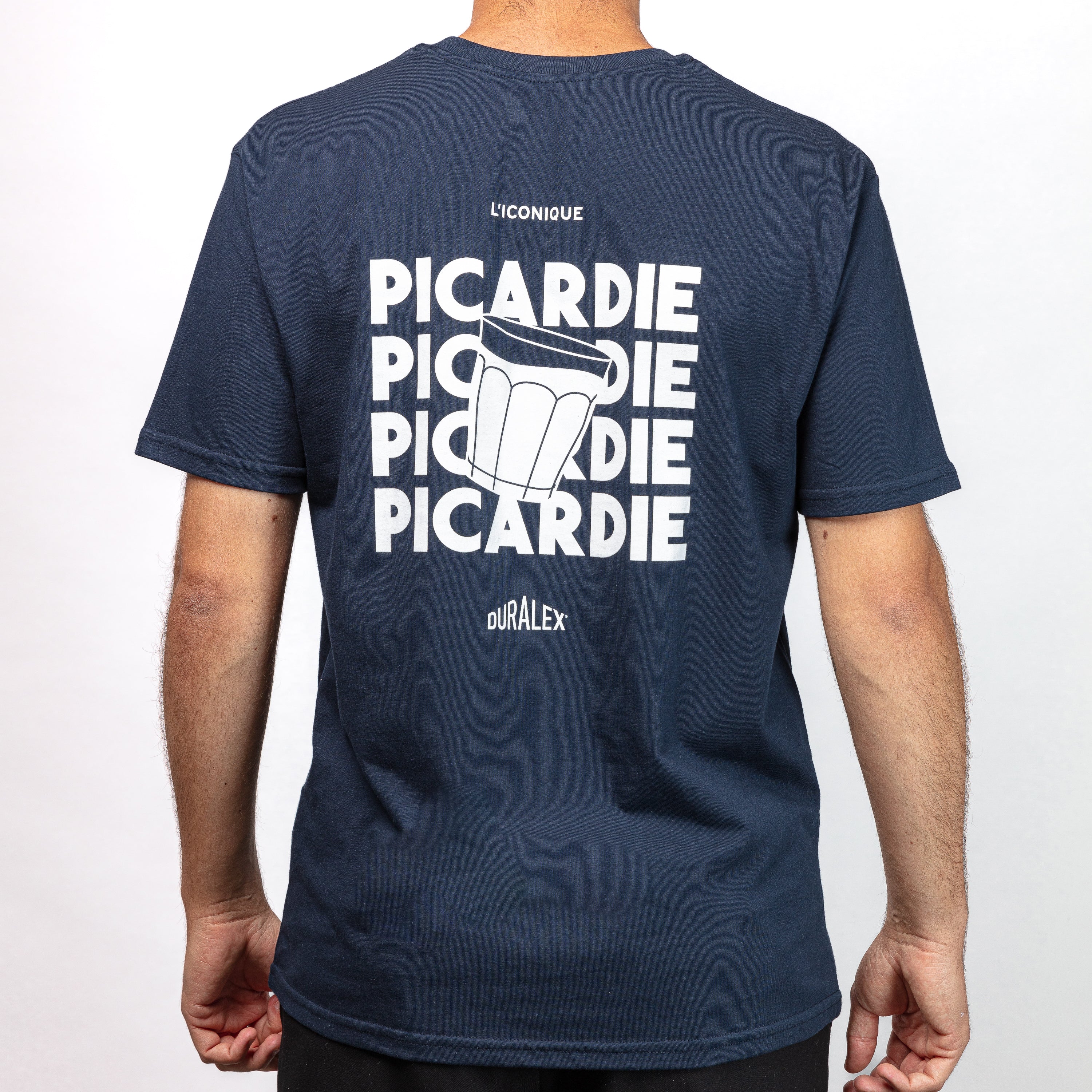 T-shirt bleu - sérigraphie Picardie blanche - Taille S