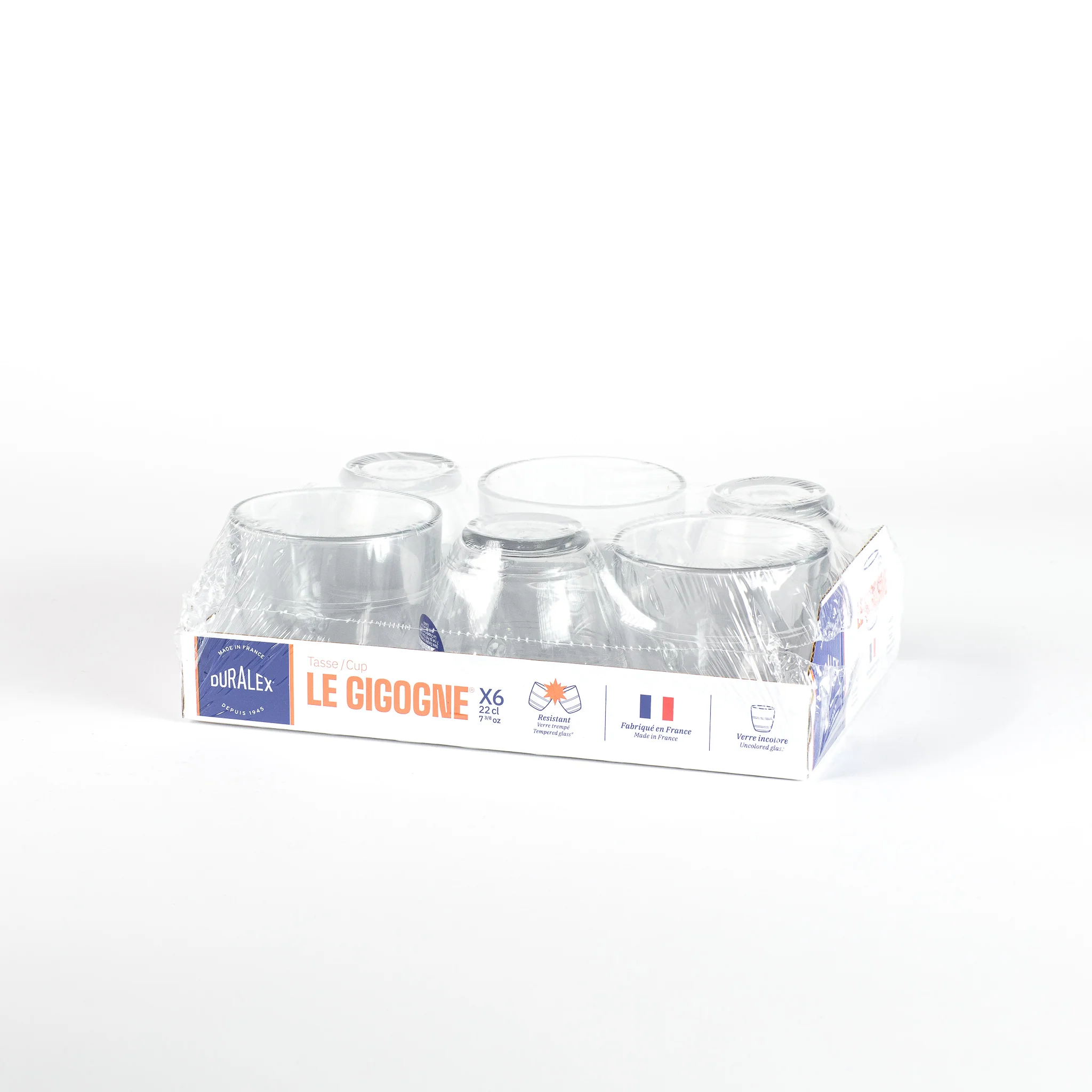 Le Gigogne - Tasse en verre transparent 22 cl (Lot de 6)