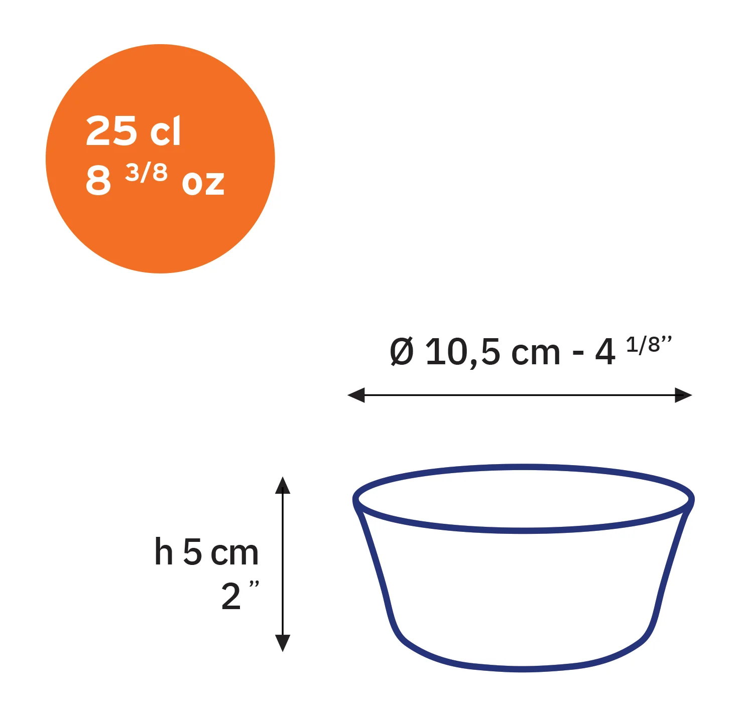 Lys - Coupelle en verre 10,5 cm - 25cl - Bleu Marine