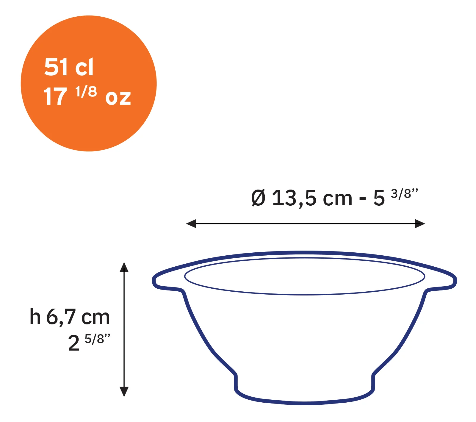 Lys - Bol en verre Vermeil à oreilles 51cl (Lot de 6)